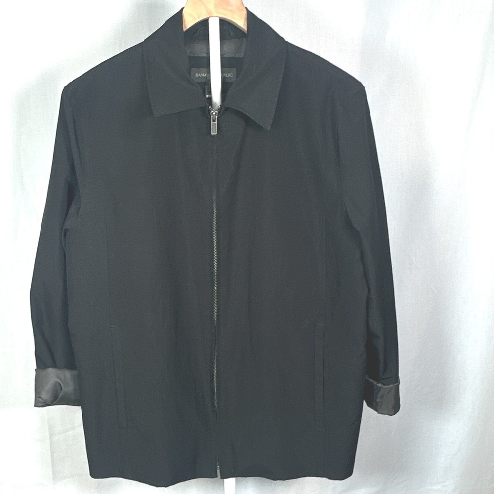 Banana Republic Mens Black Full Zip Harrington Jacket Small RN 54023